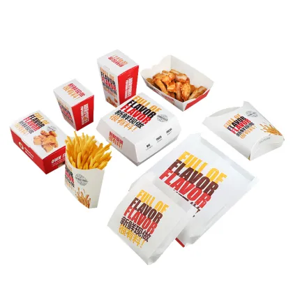 Custom Printed Recycled Paper Boxes for Fast Food: French Fries, Burgers, and Hamburger Packaging
