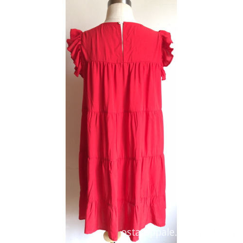 Viscose Ruffle Sleeve Embroidery Blouse for Ladies