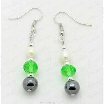 Ball shaped hematite earring