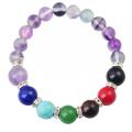 Bracelet extensible naturel de pierres précieuses Chakra 6mm perles entretoises en argent sterling hommes/femmes petites moyennes grandes tailles