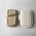 Bagasse 1000ml 힌지 된 Clamshell 2 구획 도시락