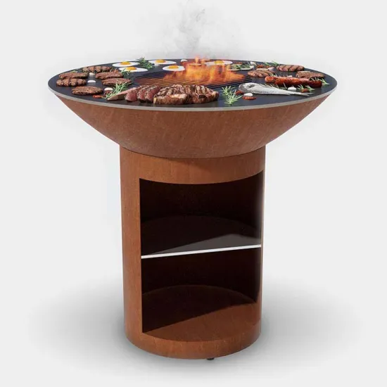 firewood bbq gril plancha garden corten steel outdoor bbq grills