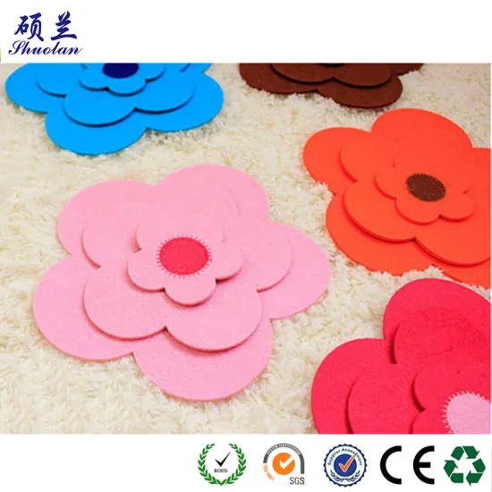 Decorated felt coaster flower shape