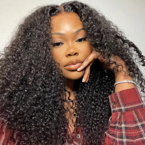 Glueless Afro Kinky Curly HD Lace Frontal Wig Natural Virgin Human Hair Wig Wholesale Full 4x4 Lace Front Wig For Black Women