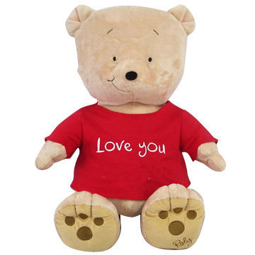 Stuffed Promotion Bear with T-shirt, Made of Soft Velboa and Plush, 100% Polyester Filling
