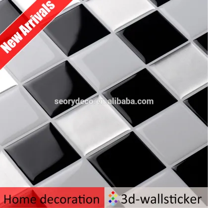 New trend product resin mosaic silver black and white tile for wall mosaic art