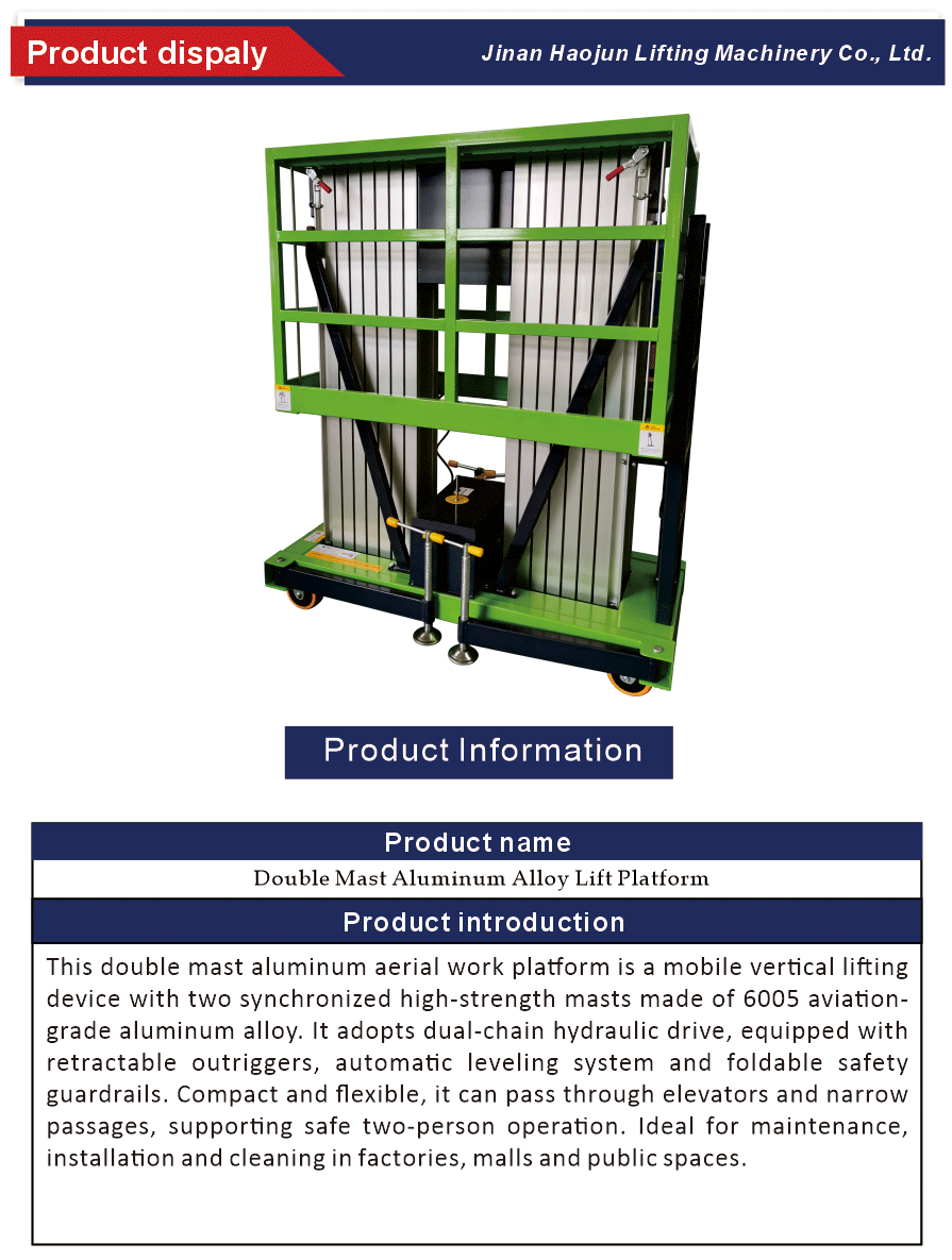 Aluminum Alloy Double Mast Lift System