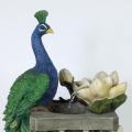 Resin Peacock and Flower Outdoor Fountain