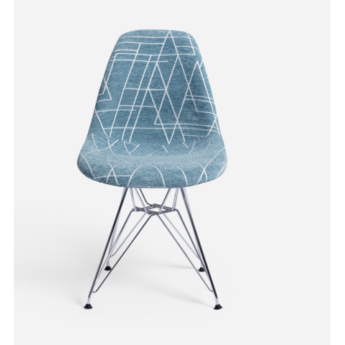 eames dsr blue pattern upholstered chairs