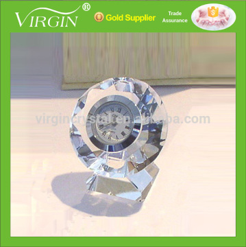 New style handmade small crystal diamond clock with stand for love wedding gift