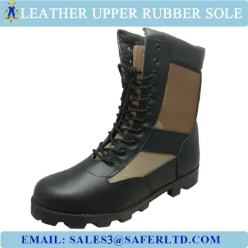 Corrected leather canvas fabric military boot men
