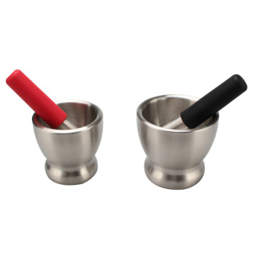 Stainless Steel Mortar and Pestle with silicone Top