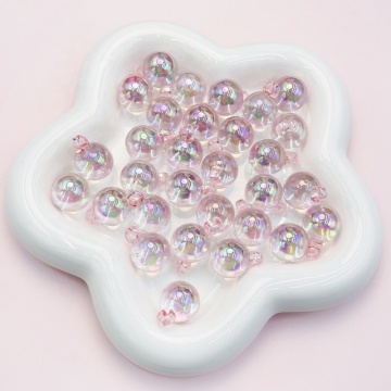 New 2023 Collection: UV-Plated Acrylic Round Pendants - Transparent Hanging Holes for Necklace and Keychain Accessory with Colorful Charms