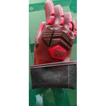 Red PVC Coated Glove TPR with Full Back of Hand Impact Guard