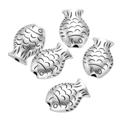 14*10mm Antique silver plated fish shape black bead clothing brand