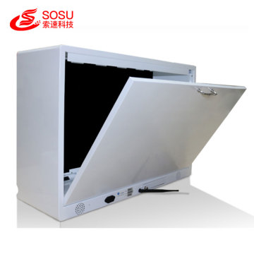 Transparent digital signage showcase with touch screen