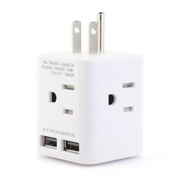 Wonplug USA Plug Power Strip 4AC Outlet Multitap Extension Cord with 2USB Ports Fast Charger