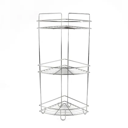 Stainless steel 2 layers storage metal wire rack Wall Mounted Bathroom Kitchen Storage Shower Corner Shelf
