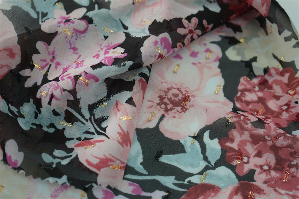 Gold Lurex Clip Jacquard Fabric