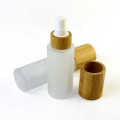 Bamboo cover frosted glass emulsion spray bottle