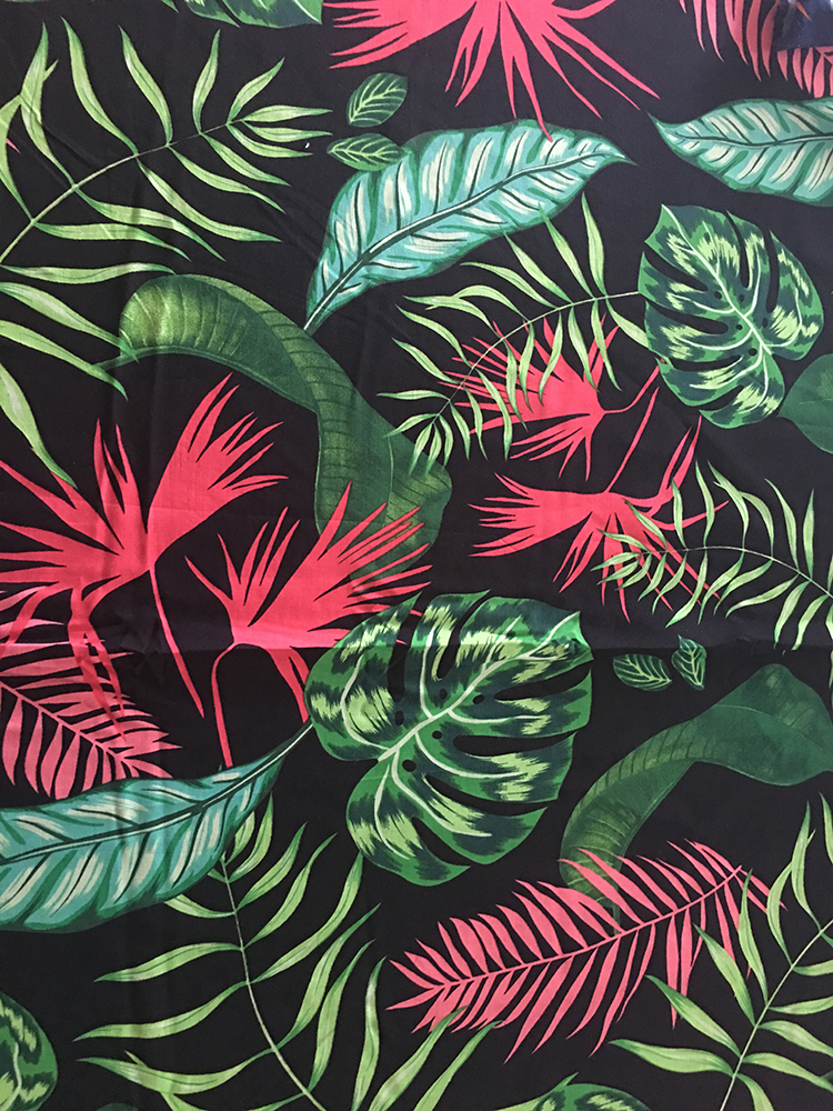 Tropical Leaves Rayon Challis 30S Air-jet Printing Fabric