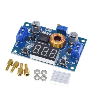 TZT XL4015 High Power 5A 75W DC-DC Adjustable Step-down Charger Module LED Driver with Red Voltmeter