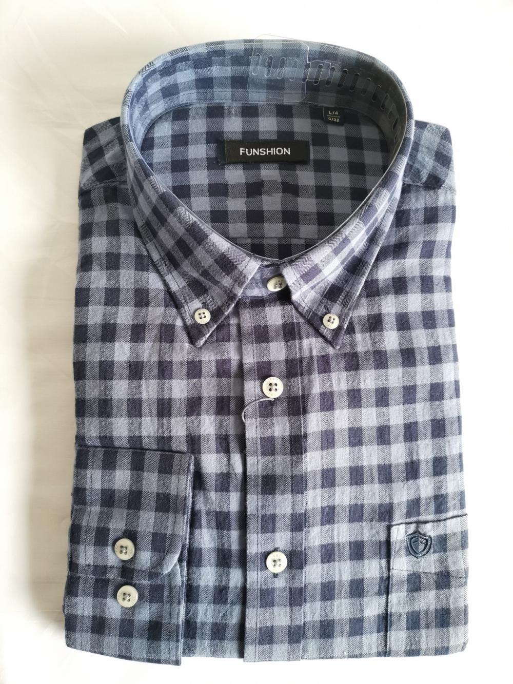 الرجال غير الرسميين y/d flannel button لأسفل قميص الأكمام