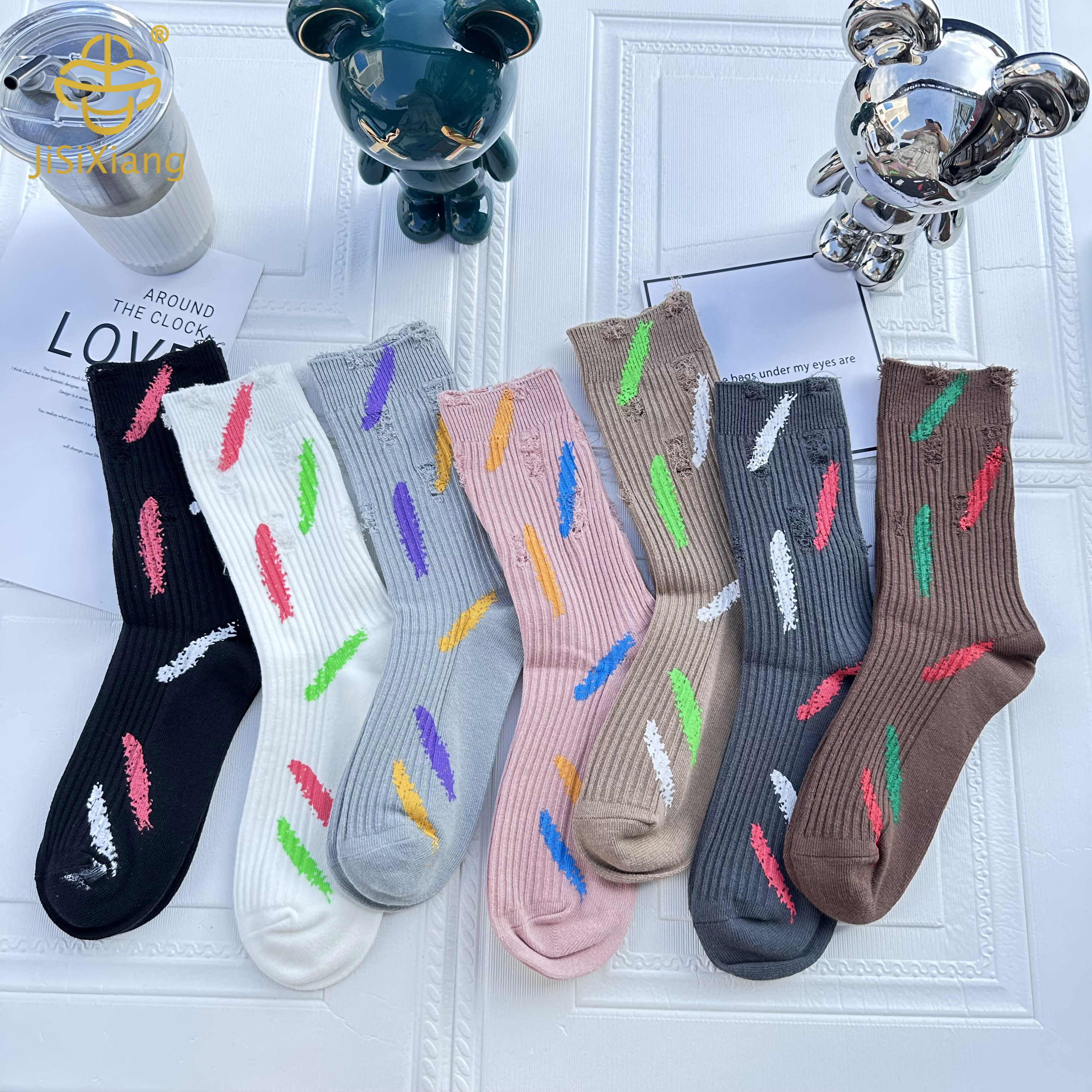 European and American ink-splashing graffiti tube socks