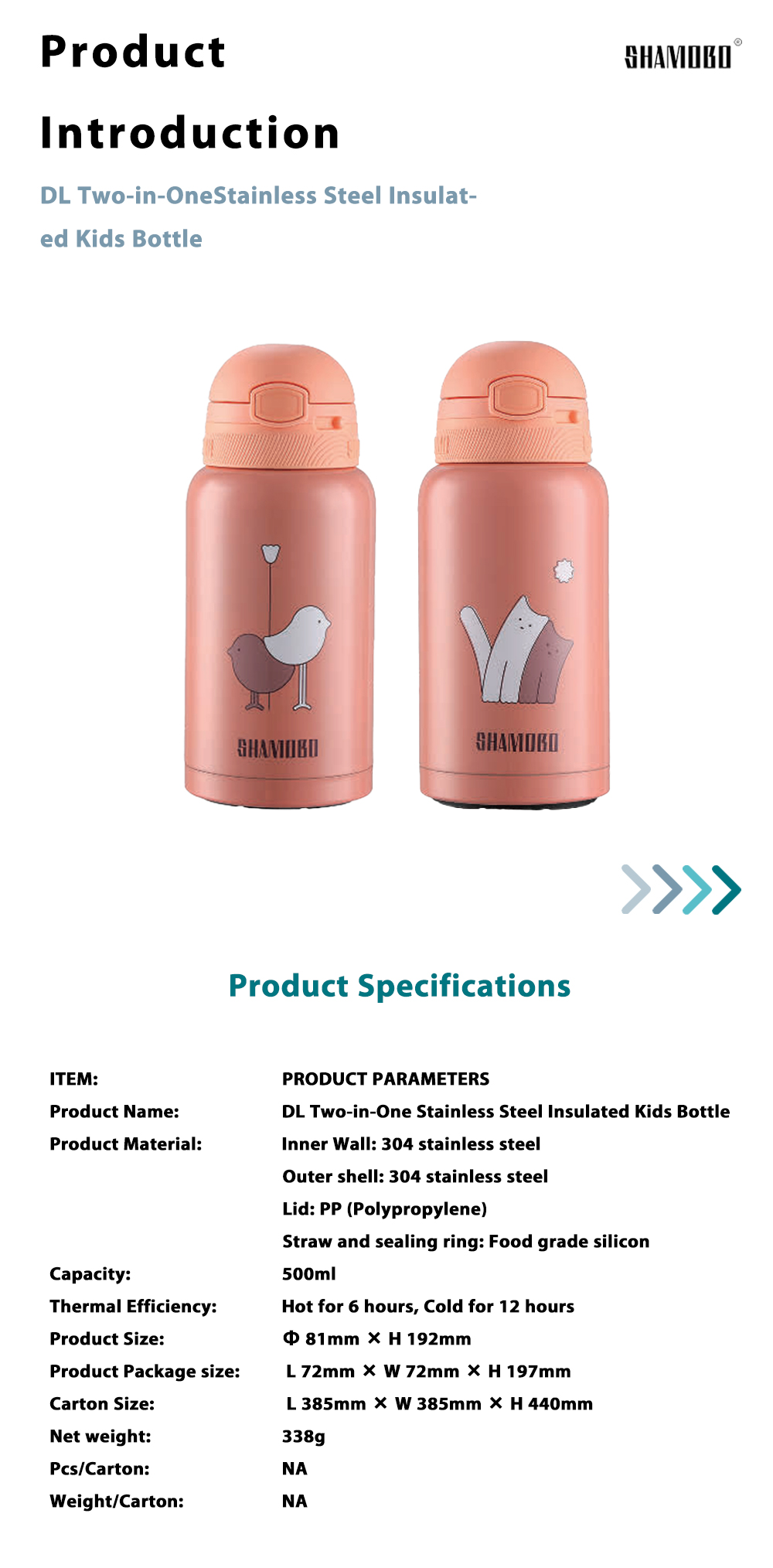 Pink Cartoon Children's Stainless Steel Thermos x