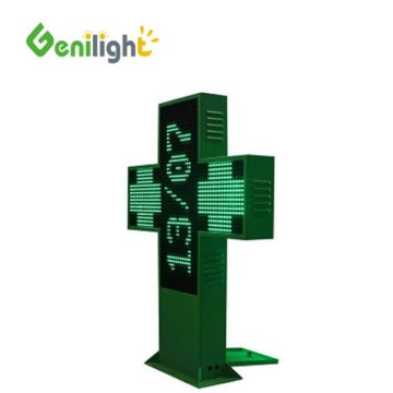 Double-Sided Green LED Pharmacy Display for Outdoor Use