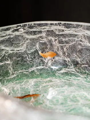 Jasper Basin Crystal Transparent Stone Textured Leaf