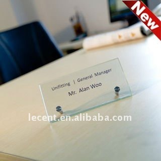 Stainless Steel Table Sign Glass Nameplate