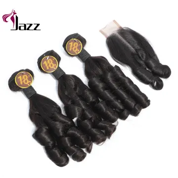 Brazilian Fumi Curl Hair Bundles With Closure Natural Color 3 Bundles With Lace Closure Non Remy Human Hair Extensions