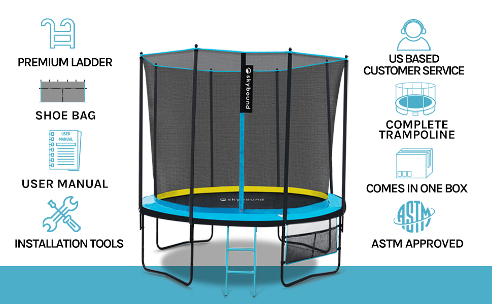 Trampolín al aire libre 10 pies para niños SkyBlue