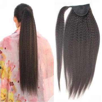 Cheap Kinky Straight Human Hair Ponytail Virgin Brazilian Yaki Straight Ponytails For Black Women