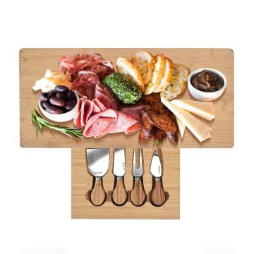 Bamboo Charcuterie Board Set with Stainless Steel Knives