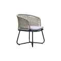 Textilene Fabric Gray Aluminum Arm Dining Chair