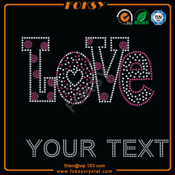 Pink Love rhinestone words Your Text design