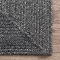 Black rectangular braided large outdoor rugs for patio