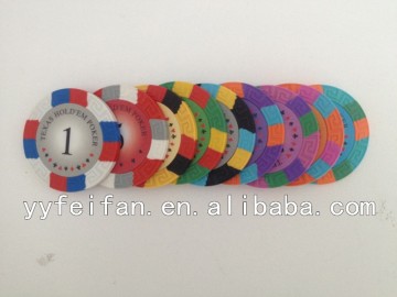 13.5g 3 color poker chips,TEXAS HOLD'EM sticker poker chips