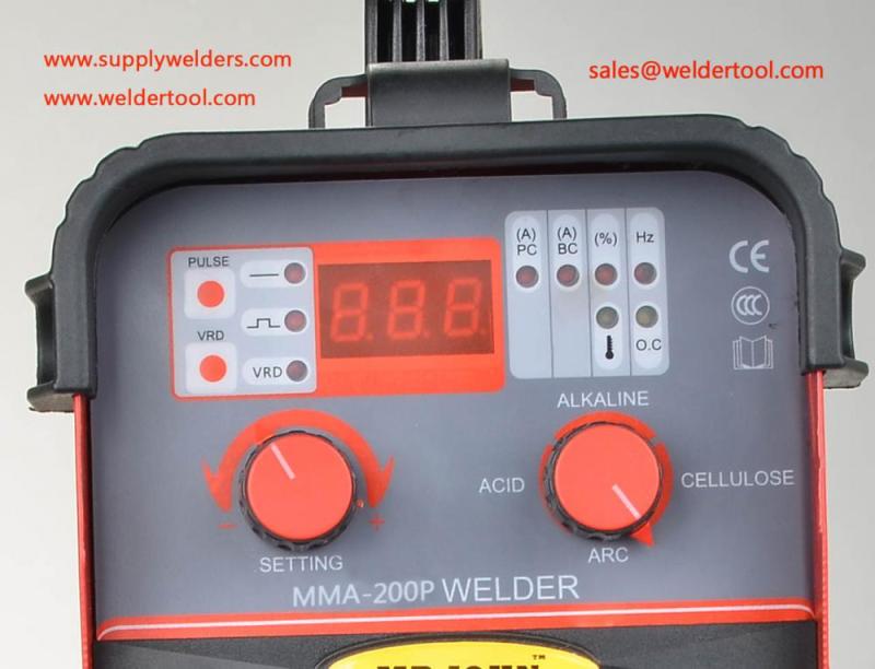 200A cellouse mma pulsed arc welding machine,220V 1phase input,Vertical Weld,overhead Weld,fillet Weld