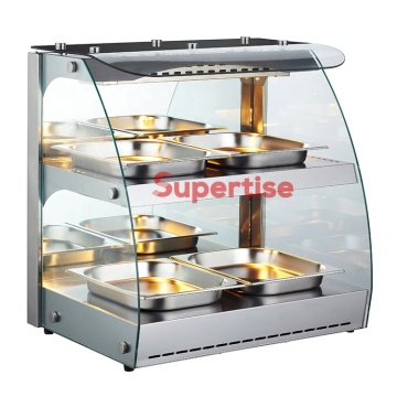 Curved Glass Hot Food Display Showcase