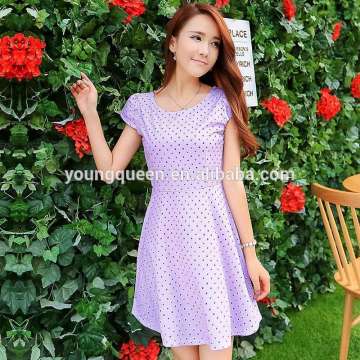 WD01 2015 summer new large size women's dot short-sleeved dress