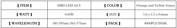 led 1615 orange and yellow green