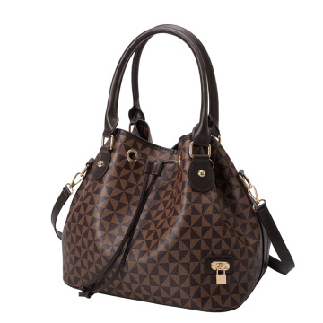 Fashion Geometric Leather Bucket Handbags For Ladies