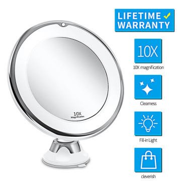 LED Mirror Flexible Makeup Mirror with Led Light Vanity Mirrors 10X Magnifying Mirrors Cosmetic Suction Cup Bathroom Mirror