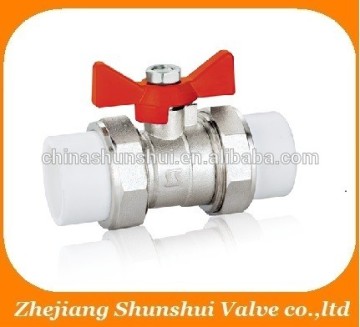 1/2 3/4 1 inch DN15 DN20 DN25 manual forged nickel plated female threaded brass single union ppr plastic insert brass ball valve