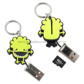 Memory Card Reader with PVC Logo Charm, for Transflash (microSD) Memory Card