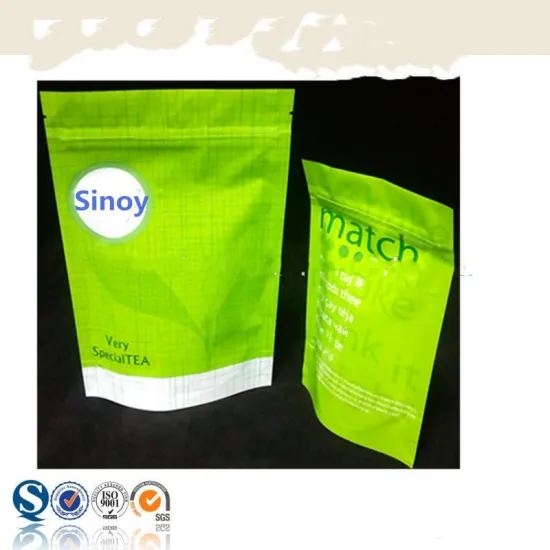 Top quality natural green organic tea packaging bag with zipper