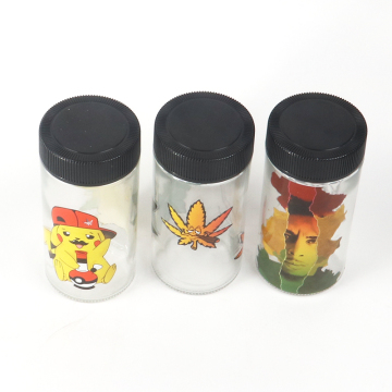 60mm diameter Straight Glass Printing Storage tobacco Bottle
